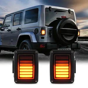 Line & Halo Design Upgraded LED Tail Lights Smoked for 07-18 Jeep Wrangler JK Reverse Light Turn Signal Lamp Running Lights