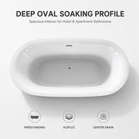 Baignoire ovale autoportante en acrylique noir et blanc BESMA avec design écologique, garantie de 3 ans, fonction de trempage pour usage hôtelier