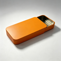 Boîte en métal rectangulaire orange mat, durable, en fer blanc de qualité alimentaire, recyclable, personnalisable, pour bonbons et menthes en gros