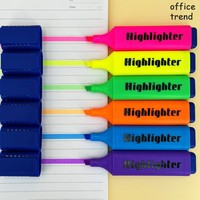 Vente en gros Ensemble de stylos marqueurs surligneurs mignons pour étudiants, 6 couleurs fluorescentes avec pointe de pinceau plate