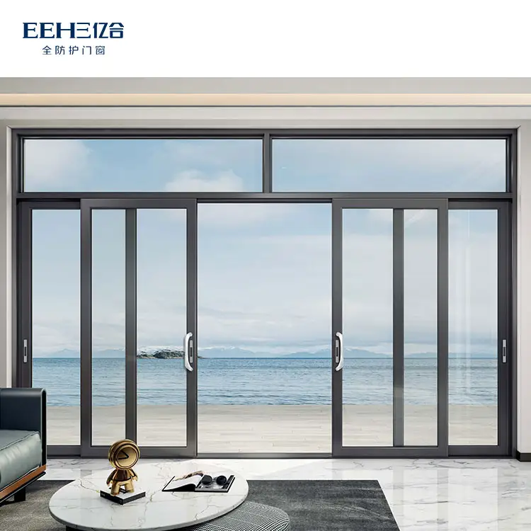 Foshan factory porte scorrevoli in alluminio a doppio binario porte scorrevoli in vetro temperato per ingresso e balcone