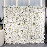 Backdrop Bunga Sutra Gulung 3D Custom Mewah Ramah Lingkungan Romantis Warna Pink Putih untuk Dekorasi Dinding Photo Booth Pesta Pernikahan Grosir