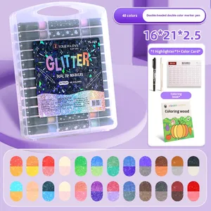 Penna Glitterata, Pennarello Acrilico con Punta Morbida, Non Tossico per Bambini, a Base d'Acqua, 48 Colori, Effetto Perlescente e Sabbia Liquida per Diari - Product Image 6