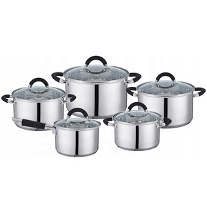 SY-Kitchenware 10PCs Cazuela Juego <span class=keywords><strong>de</strong></span> utensilios <span class=keywords><strong>de</strong></span> <span class=keywords><strong>cocina</strong></span> <span class=keywords><strong>de</strong></span> <span class=keywords><strong>acero</strong></span> inoxidable Olla y sartenes Familia Inducción Gass Cooktop - Product Image 1