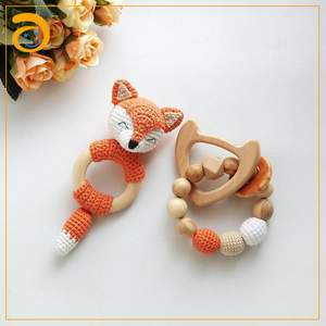 Jouets sensoriels Fox, attache-sucette, perles en <span class=keywords><strong>bois</strong></span>, <span class=keywords><strong>hochet</strong></span> en silicone - Product Image 2