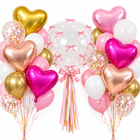 Ensemble de 46 ballons en papier avec nœuds, bulles et cœurs pour la décoration de mariage, d'anniversaire et de fête de la Saint-Valentin