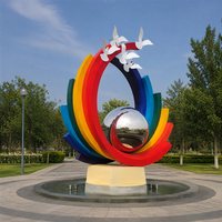 Escultura de Pájaro Arcoíris de Acero Inoxidable de Lujo, Esfera Colorida con Efecto Espejo, para Plaza, Parque, Resort, Jardín, Tamaño Personalizado, OEM