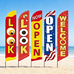 Banderas de Plumas Personalizadas Promocionales de Doble Cara con Diferentes Imágenes en Ambos Lados - Product Image 1