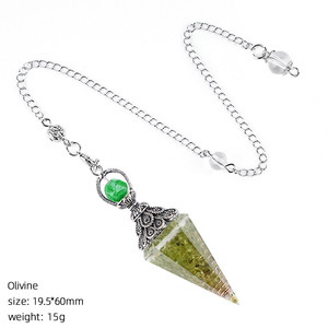 Pendule de divination et de guérison en pierre naturelle, cône hexagonal à pointe unique, en œil de tigre et améthyste, multi-matériaux, pour la sorcellerie - Product Image 5