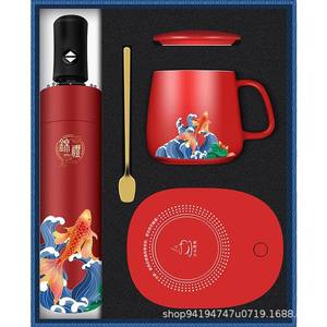 Juego de Tazas Térmicas con Diseño de Peces Koi, Taza Redonda con Tapa de 9 cm de Altura, Regalo Empresarial, Taza con Calefacción, Impresión de Logotipo Personalizado - Product Image 2