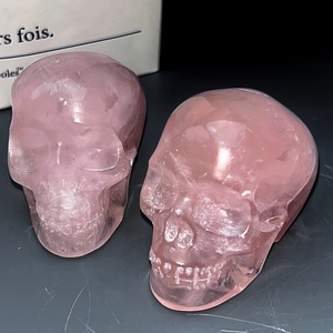 Vente en gros de crânes en cristal de quartz rose de style bohème, artisanat en pierre, sculpture pour décoration d'intérieur unique et cadeaux de vacances - Product Image 5