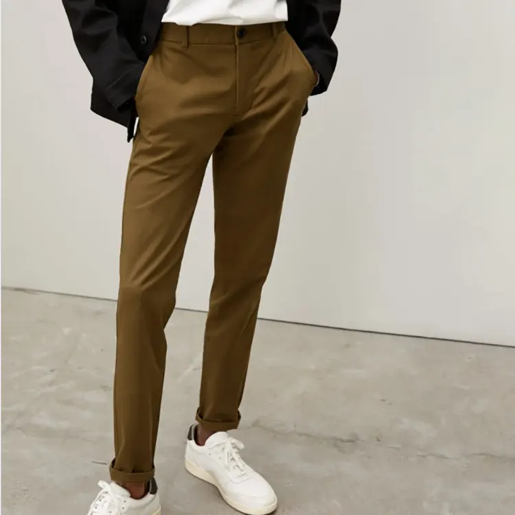 2023 Fashion Simple Khaki 4-way Stretch Outdoor Mens Chino Pants Custom Cotton Spandex Work Business Casual Trousers For Men
