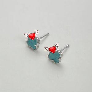 Boucles <span class=keywords><strong>d</strong></span>'oreilles fines en argent sterling S925, 9,5 mm, trèfle à quatre feuilles, pierres naturelles, bijoux minimalistes pour femmes et hommes - Product Image 4