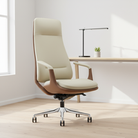 Chaise de bureau de direction en cuir effet bois, design moderne, chaise pivotante ergonomique avec hauteur réglable, certifiée BIFMA