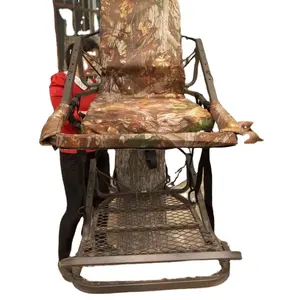 Outdoor hunting tree stand on tree in forest