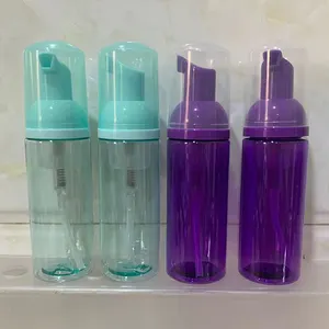 Hengjian 60Ml 2Oz Groene Paarse Plastic Cosmetische Gezichtsreiniger Fles Schuimende Flessen Voor Handwas Vloeistof Met Zeepschuim Pomp