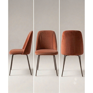 <b>Dining</b> <b>Chair</b> Velvet Rust Brown Metal <b>Legs</b> Modern Design - Product Image 3