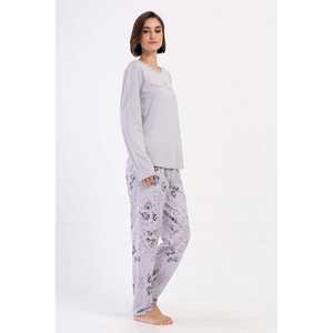 Conjunto de Pijama de Gasa de Algodón para Mujer, Cuello Redondo, Manga Larga, Talla XXL, Cierre con Botones y Cintura Elástica, Talla 3XL, Diseño de Personajes Animados en 3D - Product Image 2