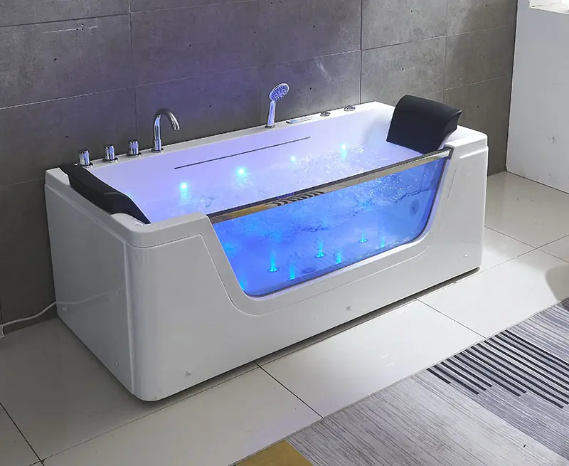2024 אמבטיות אמבטיות יוקרתיות מודרניות מלבן מפל פנימי עצמאי מפלסטיק אקריליק ג'קוזי אמבטיות וג'קוזי