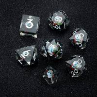 Ensemble de dés en résine sur le thème du Seigneur des Anneaux, personnalisé, 7 pièces, avec anneau, pour les jeux de rôle sur table DND, cadeau pour les joueurs