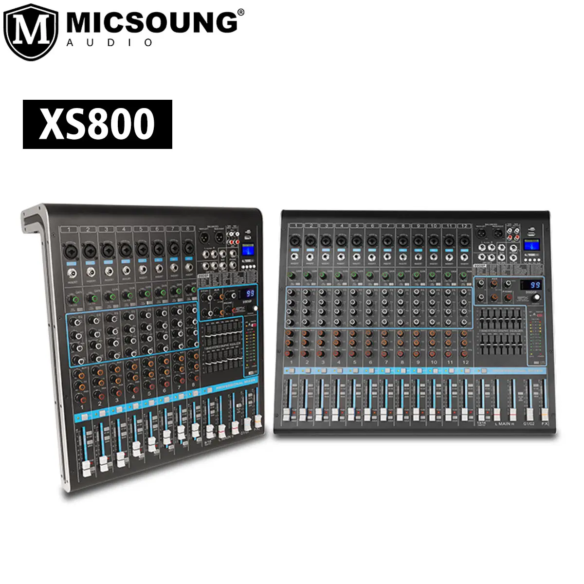 Xs800 xs 800 console de mixer de áudio, 8 canais 12 canais 16 canais grouping duplo profissional com 99 dsp 48v phantom usb pnp