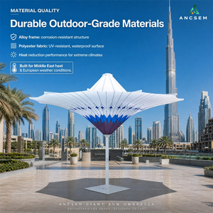 Parasol de patio géant de luxe ANCSEM, 8 baleines, structure en alliage, <span class=keywords><strong>tissu</strong></span> polyester, éclairage LED, protection UV, grande auvent d'extérieur - Product Image 2