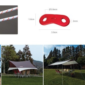 Boucles de corde en alliage d'aluminium rouges à double œillet, plaques de réglage pour cordes de tension de tente et bâche, équipement de camping extérieur - Product Image 3