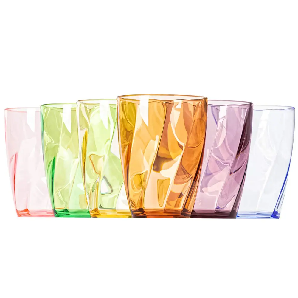 12 온스 플라스틱 텀블러 스택 마시는 안경 Shatterproof 플라스틱 물 안경 마시는 재사용 유리 컵