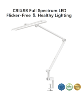 Lampe de bureau LED à intensité tactile/contrôle des couleurs, CRI95, pliable, en métal, anti-éblouissement, protection oculaire AC pour étudiants, chambres et bureaux