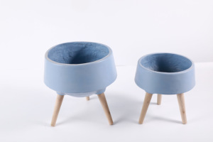 Maceta de Hormigón con Patrón de Mármol Minimalista y Patas de Madera, Macetero para Plantas de Interior, Decoración del Hogar - Product Image 3