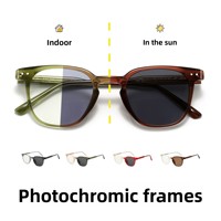 Nouvelles lunettes anti-lumière bleue à monture complète style punk, verres en nylon à changement de couleur, unisexe, myopie réglable, sans maquillage