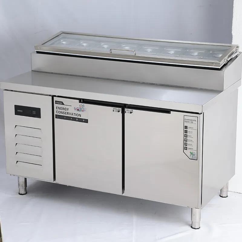 Belüftete Kühlung Lebensmittel vorbereiten Arbeitstisch Kühlschrank Salat/Pizza Kühlschrank Tisch/Pizza Counter Chiller Tisch mit Deckel