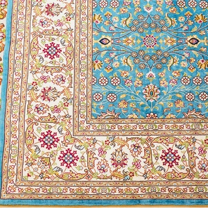 Yilong มือถักมือสไตล์ตุรกีพรมผ้าไหมพรมผ้าไหมสีเบจทำด้วยมือ - Product Image 5