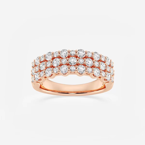 แหวนเพชรเม็ดใหญ่ 3 แถวสำหรับผู้หญิง 1.25 กะรัต ทอง 14K 18K แหวนแฟชั่น - Product Image 4