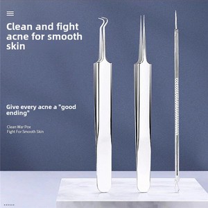 Kit professionnel d'extraction de points noirs et d'acné en acier inoxydable – Outil de suppression des comédons et de boutons, <span class=keywords><strong>pince</strong></span> à cellules pour le visage - Product Image 4