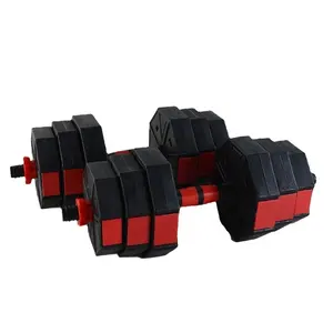 홈 체육관 피트니스 장비 3 in 1 조정 가능한 덤벨 세트 및 바벨 세트 시멘트 PE 코팅 팔각형 덤벨 세트