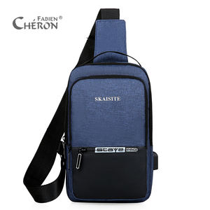 Nouvelle mode 2022, sac <span class=keywords><strong>de</strong></span> poitrine à bandoulière pour homme et garçon, personnalisé, simple, mobile, imperméable, en polyester, pliable, avec port USB - Product Image 6