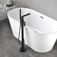 Robinetterie ronde autoportante en laiton massif Robinet d'eau chaude et froide pour baignoire avec douchette