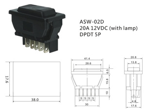Bán Hot ASW-02D 20A Đôi Cực 5 Pin DPDT Phổ Car Power Auto Cửa Sổ Điện Chuyển Đổi Với Màu Xanh Lá Cây LED - Product Image 2