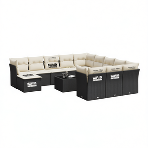 Modular Black Pe Rattan Garden <b>Sofa</b> <b>Set</b> Outdoor Furniture With High Density Foam Cushions Contemporary Design - Product Image 1