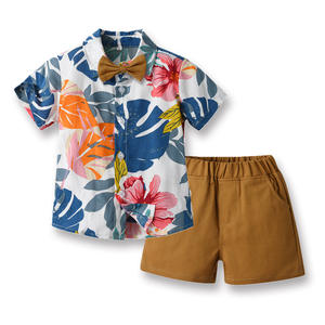 Ensemble d'été pour enfants style plage - Ensemble léger et élégant pour garçons avec chemise florale et short <span class=keywords><strong>de</strong></span> plage - Product Image 2