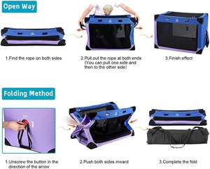 Ownpets Chó Di Động Thùng Du Lịch Có Thể Gập Lại Chó Mềm Thùng Chó 3 Cửa Cho Trong Nhà Và Ngoài Trời (Màu Xanh Và Tím) - Product Image 5