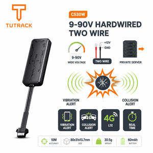 Pelacak GPS Kendaraan Sepeda Motor E-Bike Skuter 9-90V Hardwired Dua Kabel untuk Penerapan Server Pribadi dengan Peringatan Getaran dan Tabrakan - Product Image 1