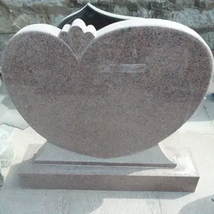 Monumento moderno della pietra tombale del granito rosso a forma di cuore