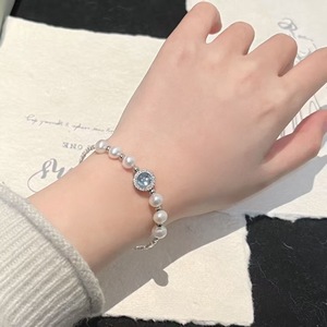 Nuevo Artículo 2025, Joyería Simple Azul, Pulsera de Plata S925 con Perla de Agua Dulce para Mujer, Plata Rota Azul Marino, Regalo de Tesoro - Product Image 4
