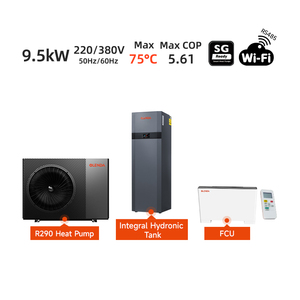 Solution tout-en-un R290 9,5 kW <span class=keywords><strong>Pompe</strong></span> <span class=keywords><strong>à</strong></span> <span class=keywords><strong>chaleur</strong></span> air-eau <span class=keywords><strong>à</strong></span> onduleur Monobloc avec réservoir hydronique intégré et unités <span class=keywords><strong>de</strong></span> ventilo-convecteurs - Product Image 1