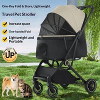 Poussette de voyage pliable et réglable Teddy Baby Luxury à 4 roues pour petits chiens et chats, légère et portable, en métal, pour le camping et l'exportation