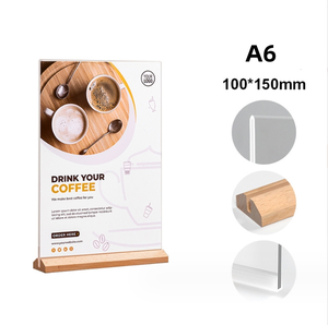 Rắn gỗ cơ sở dọc <span class=keywords><strong>Acrylic</strong></span> bảng chủ hiển thị thẻ cho A4 A5 A6 tổ chức cho quảng cáo siêu thị lưu trữ - Product Image 4