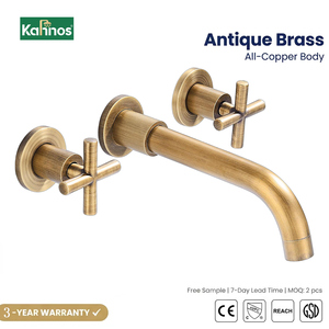 Brass Bathroom Mixer Wall Mounted Antique Bronze Hot Cold Water Faucet Ceramic Valve Dual Handle Retro Style Villa Home ODM - Product Image 1