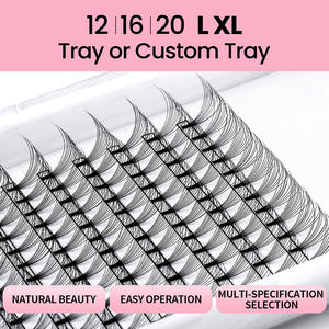 Xl बड़े ट्रे आंखों के पूर्वनिर्मित प्रशंसक चमक 8d छोटी जड़ों की मात्रा नकली प्रशंसक चमक के साथ क्लस्टर पलक 0.05 मिमी 400 प्रशंसकों के लिए - Product Image 2